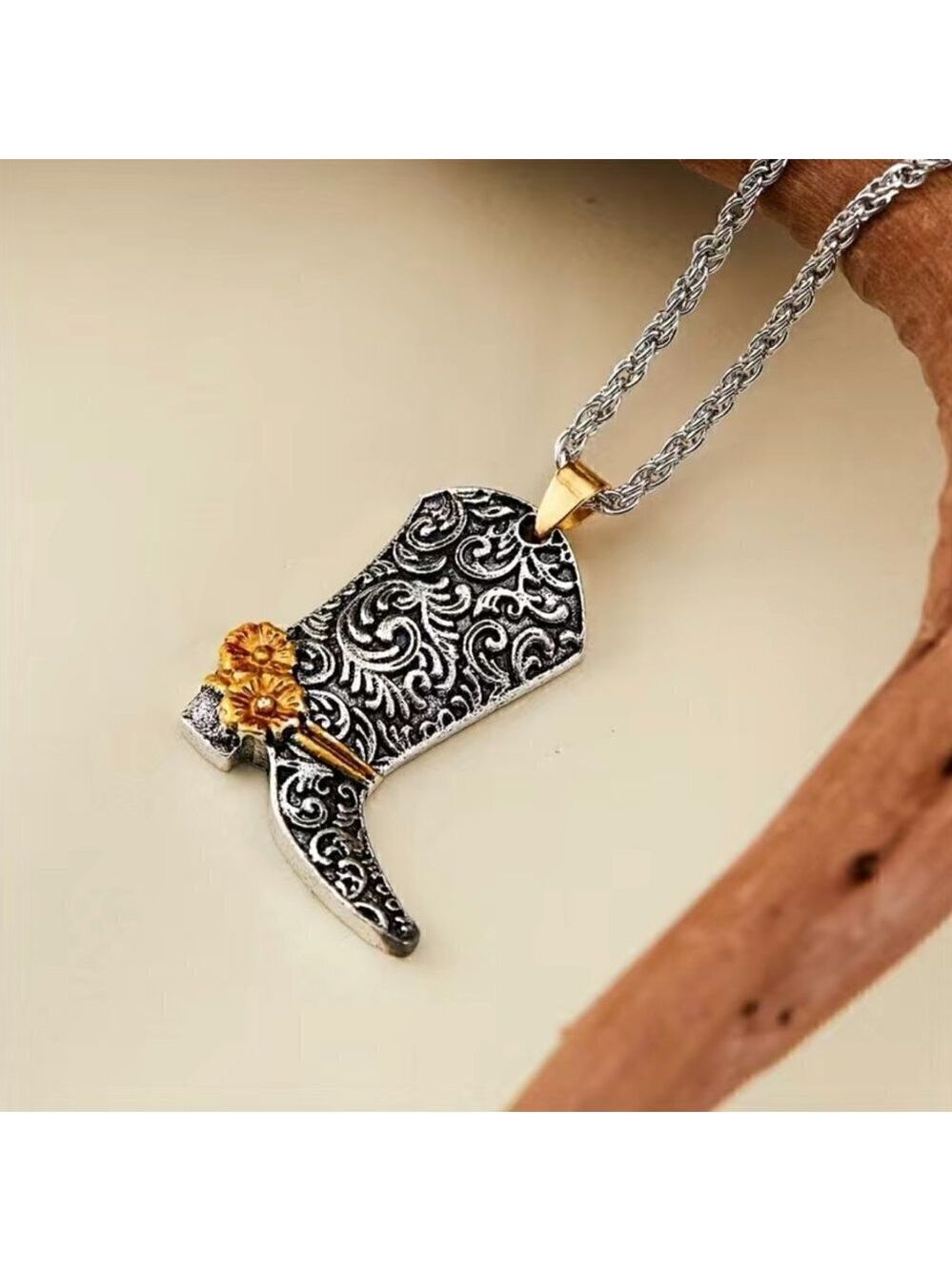 Large Nashville Cowboy / Cowgirl Boot Pendant and Necklace #837 - Picture 4 of 9